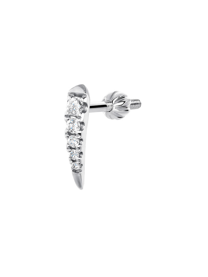 Individual 9K white gold earring with diamonds. image number 2