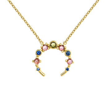 Gold plated open necklace with tourmaline and sapphire , J04151-02-GTPTBS, mainproduct