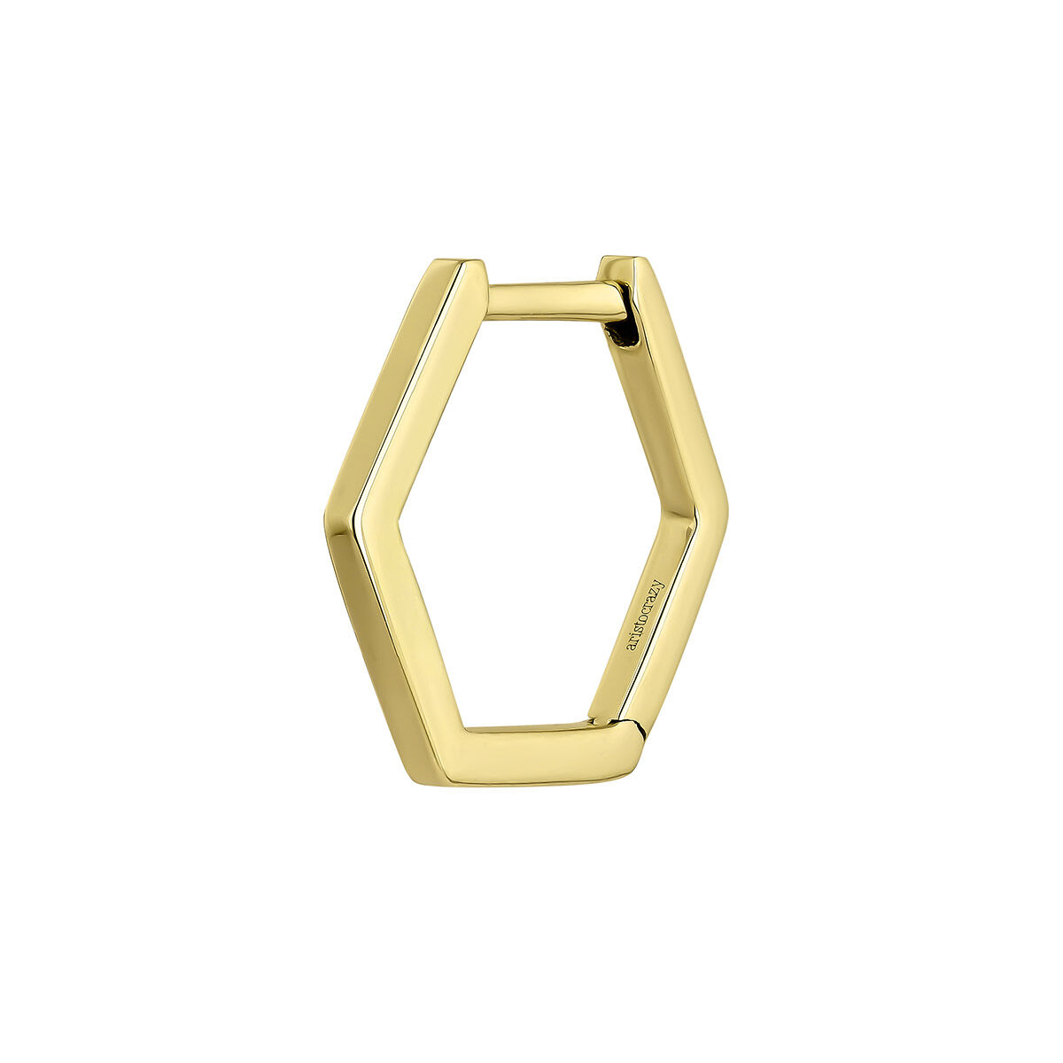 Pendiente individual de aro hexagonal de oro amarillo de 9kt, J05129-02-H, hi-res
