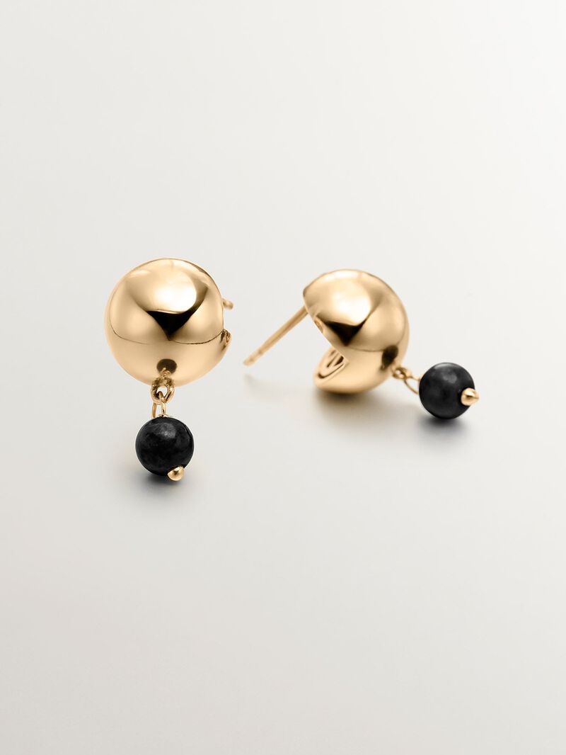 925 silver earrings bathed in 18k yellow gold with black ónix image number 4