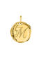 Charm medalla inicial M artesanal plata recubierta oro , J04641-02-M