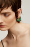 Medium hoop earrings in 18k yellow gold-plated silver with a green malachite stone, J04751-02-MA
