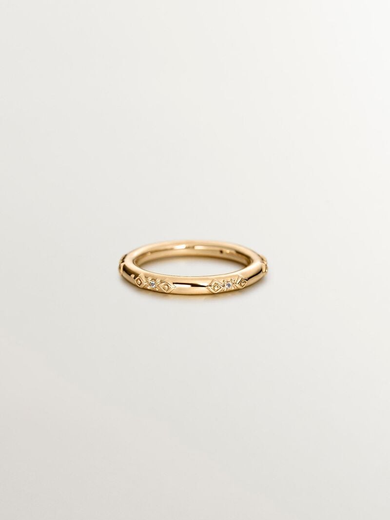 18K yellow gold plated 925 sterling silver ring with white topazes image number 2