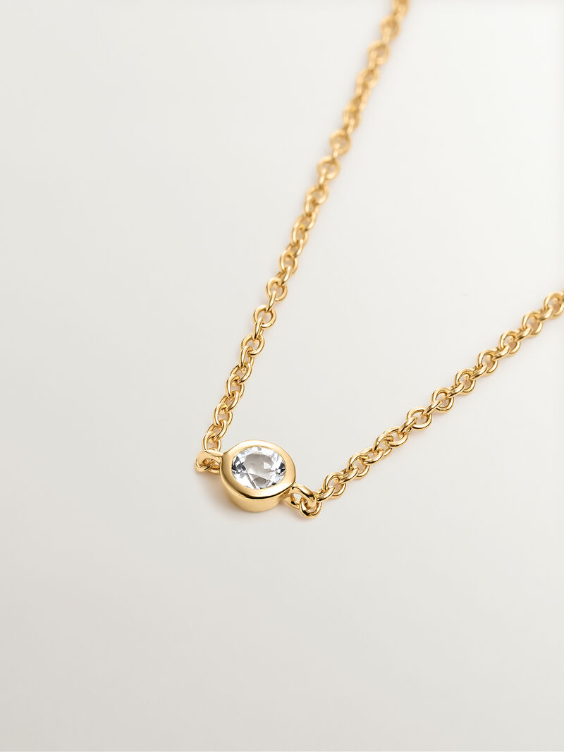 18K yellow gold plated 925 silver solitaire bracelet with white topaz. image number 2