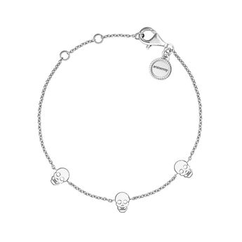Silver bracelet with skulls , J03942-01,hi-res
