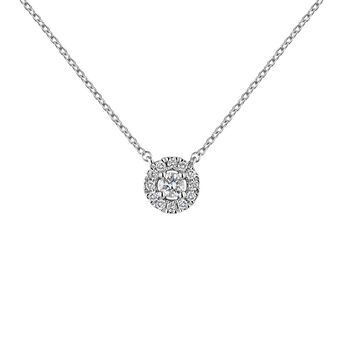 Pendant in 18k white gold with a central diamond of 0.05ct and pavé-set diamonds, J04221-01-05-05, mainproduct