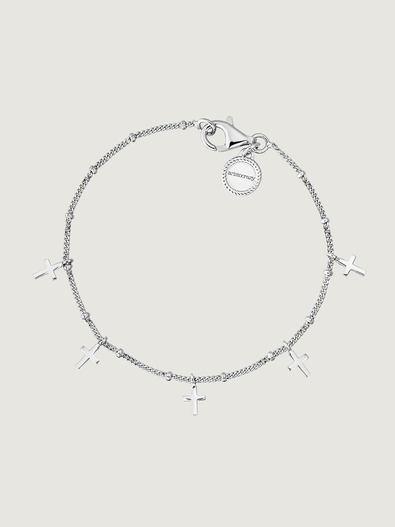 Pulsera de plata 925 con cruces image number 0