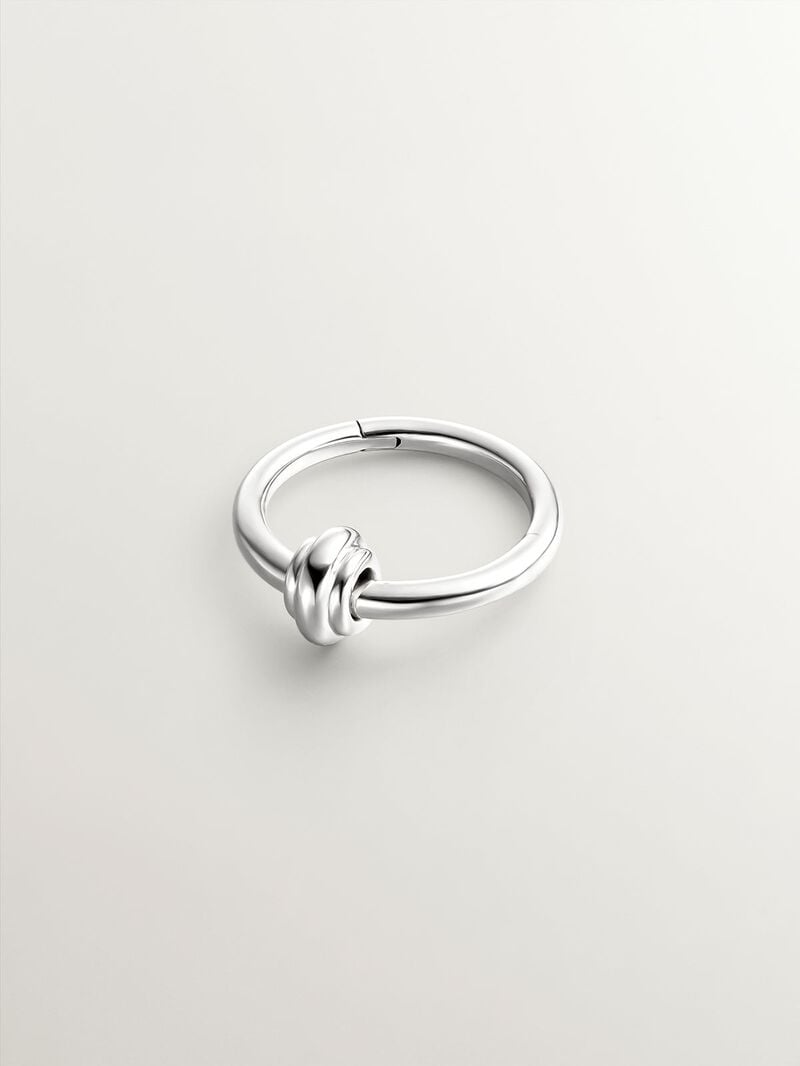 Individual 9K white gold hoop earring with small ball. image number 2