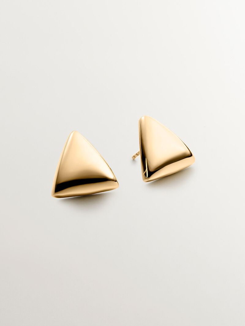 18K yellow gold plated 925 silver earrings with triangular shape image number 2
