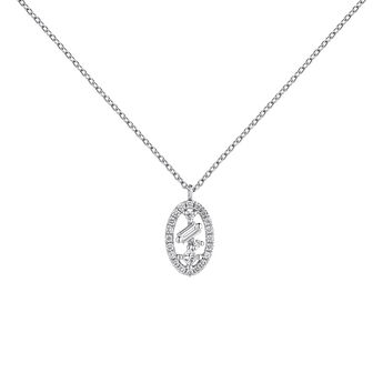 Pendentif ovale en or blanc 18 ct avec diamants et bordure en diamants, J05118-01,hi-res