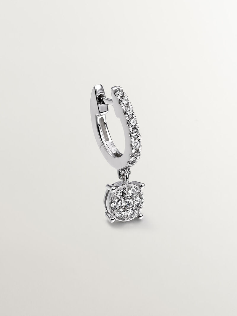 18K white gold single earring with pavé diamonds and dangling diamond image number 0