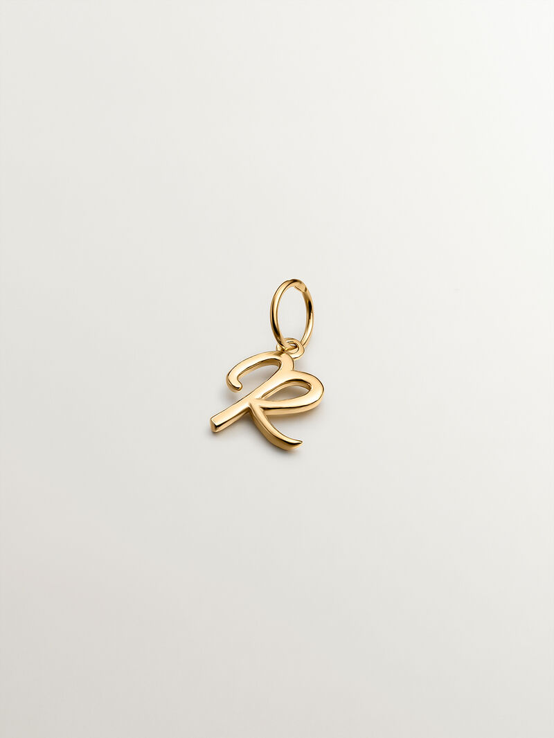 18K Yellow Gold Plated 925 Silver Charm with initial R image number 0