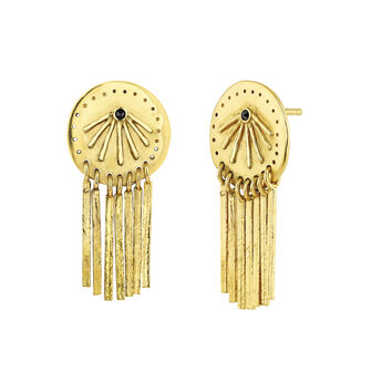 Gold plated mobile bars etnic earrings with spinels , J04451-02-BSN,hi-res
