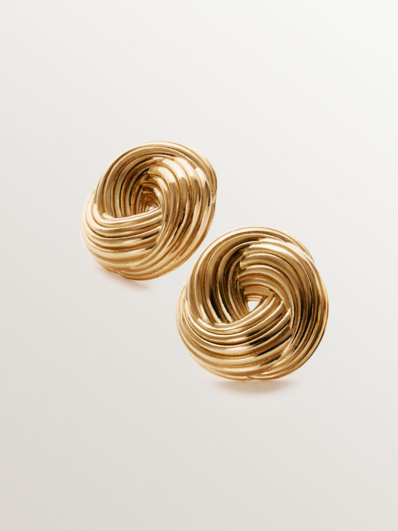18K yellow gold plated 925 silver earrings with gallon texture image number 4