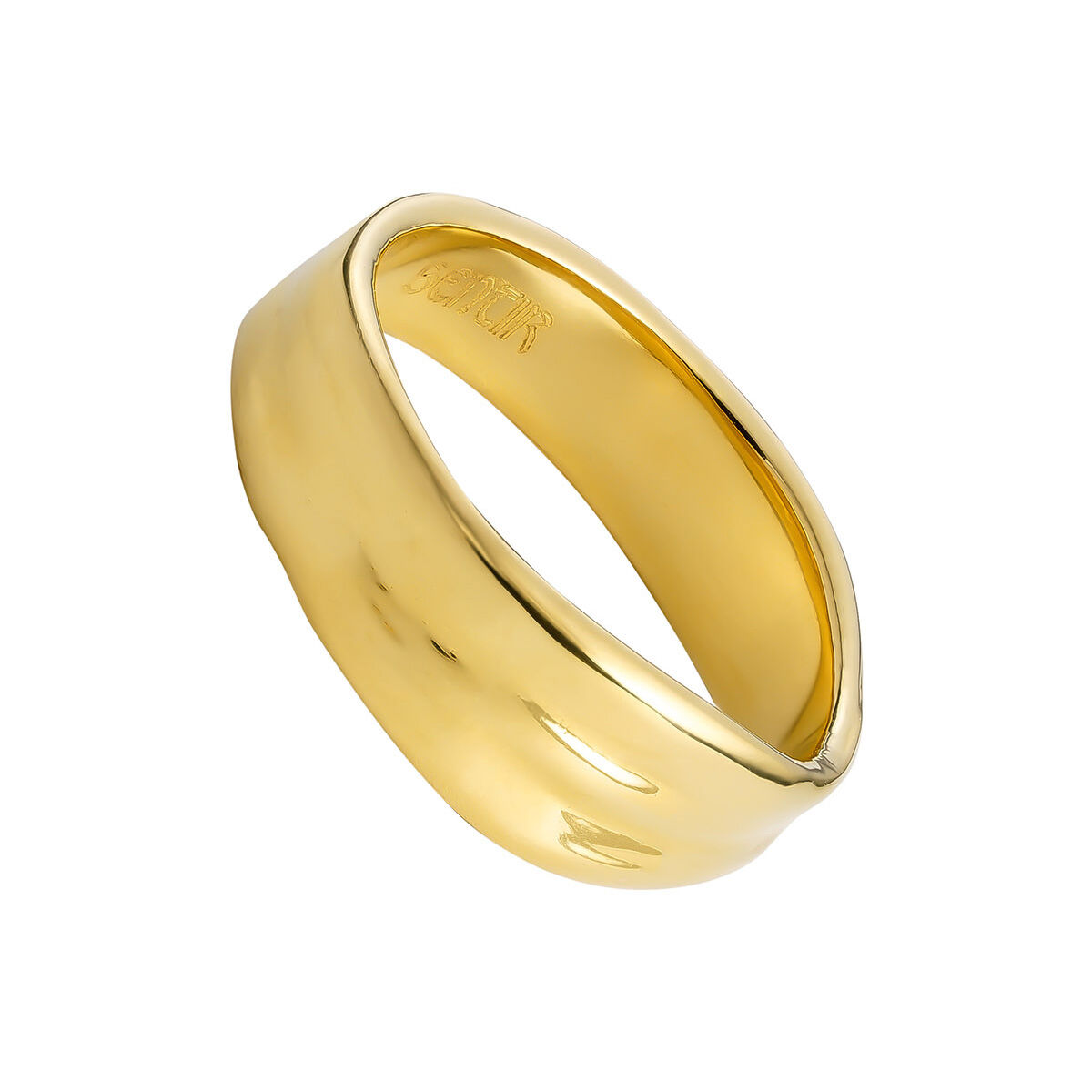 Irregular 18kt yellow gold-plated silver ring, J05221-02, hi-res