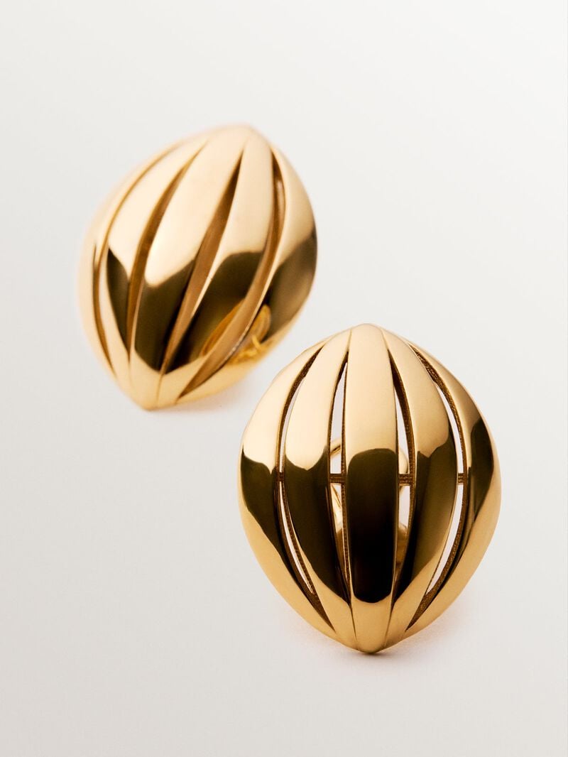 18K yellow gold plated 925 silver earrings with oval shape image number 4