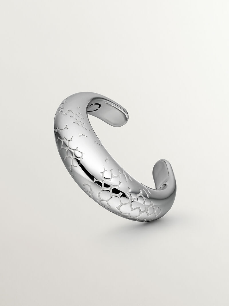 925 silver domed bracelet with snake texture image number 2