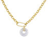 Gold plated silver blue agate motif necklace, J04759-02-BAG
