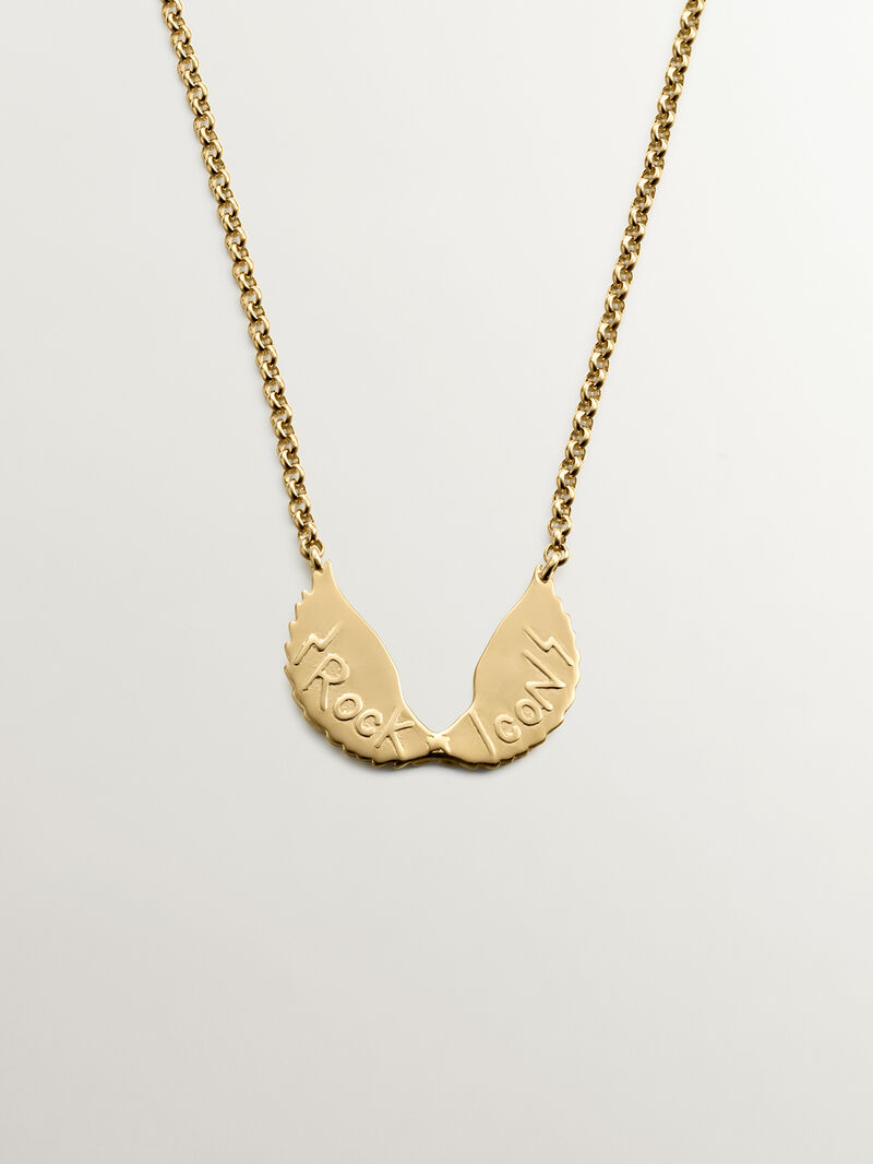 925 silver pendant bathed in 18K yellow gold with wings image number 7