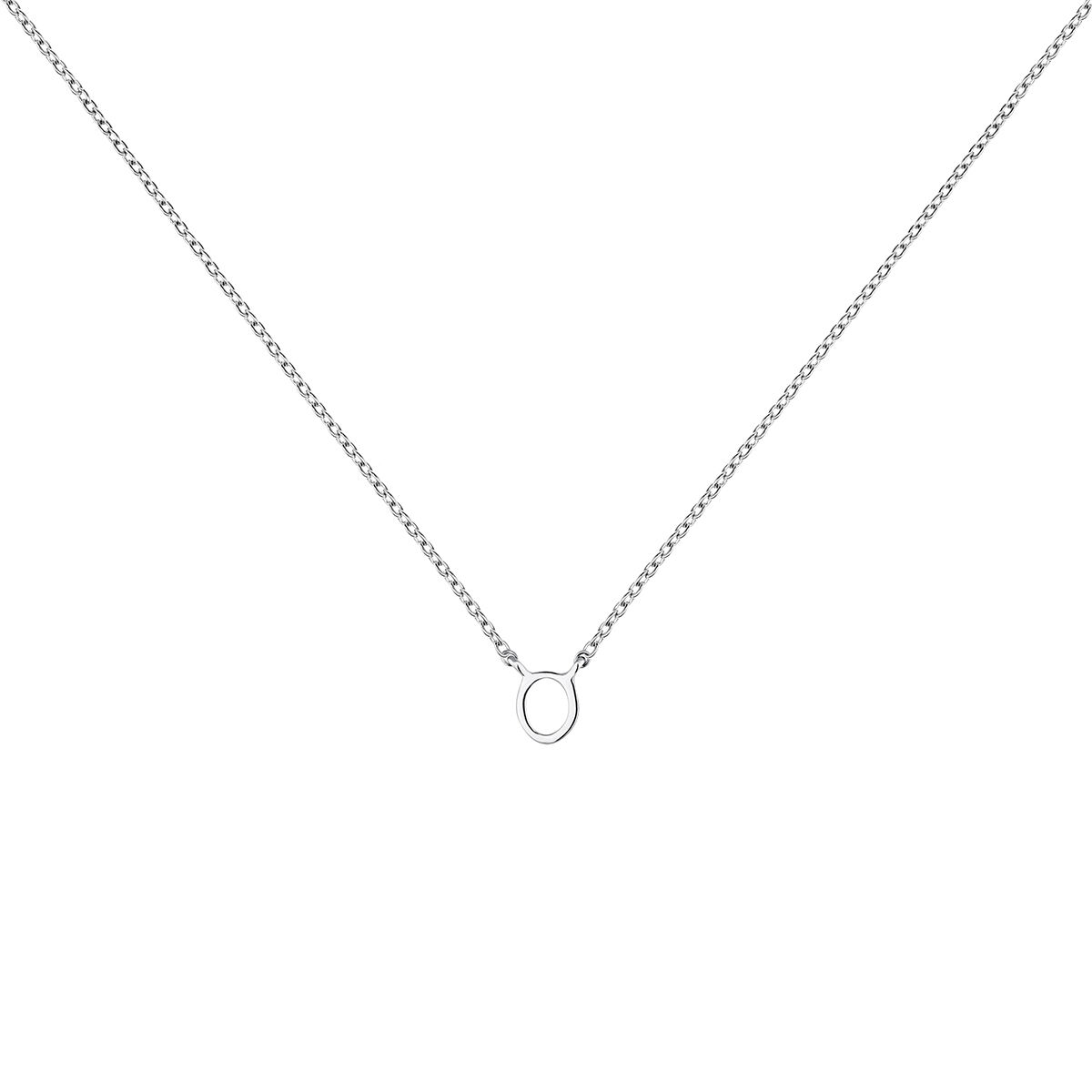 White gold Initial O necklace , J04382-01-O, hi-res