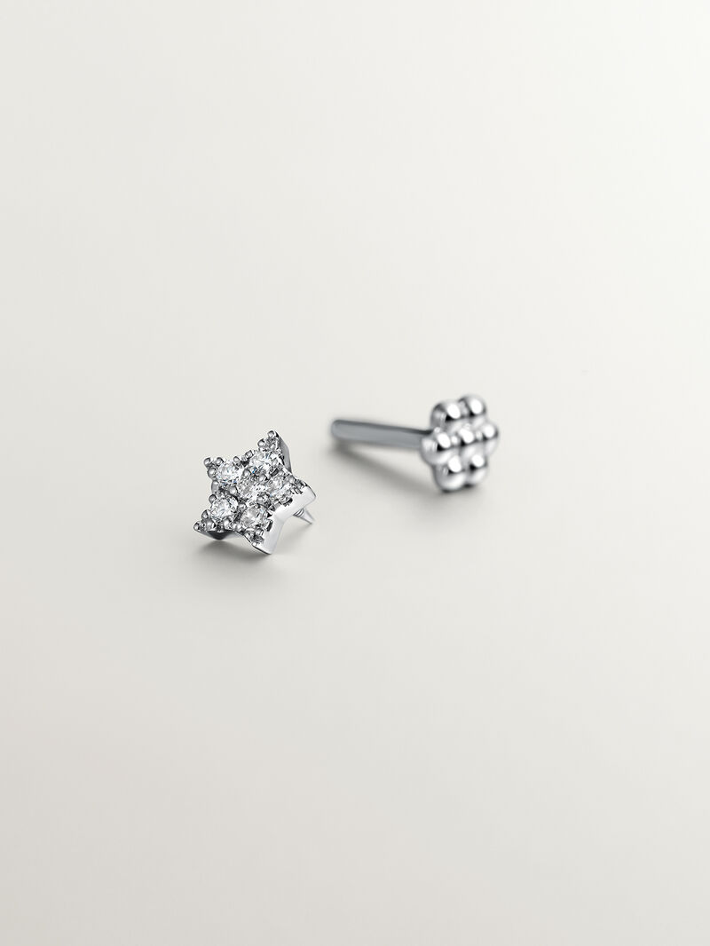 18K white gold piercing with 0.05 cts diamonds and star-shaped image number 2