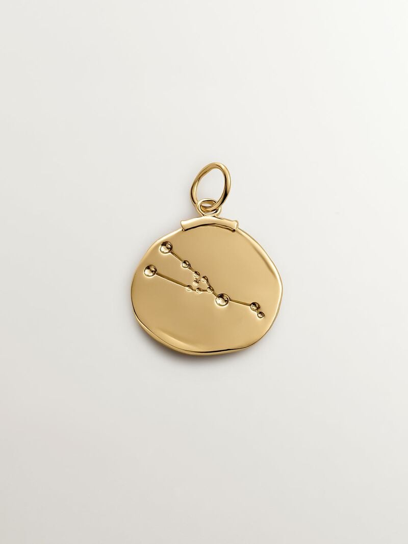 925 Silver Taurus Charm bathed in 18K yellow gold. image number 2