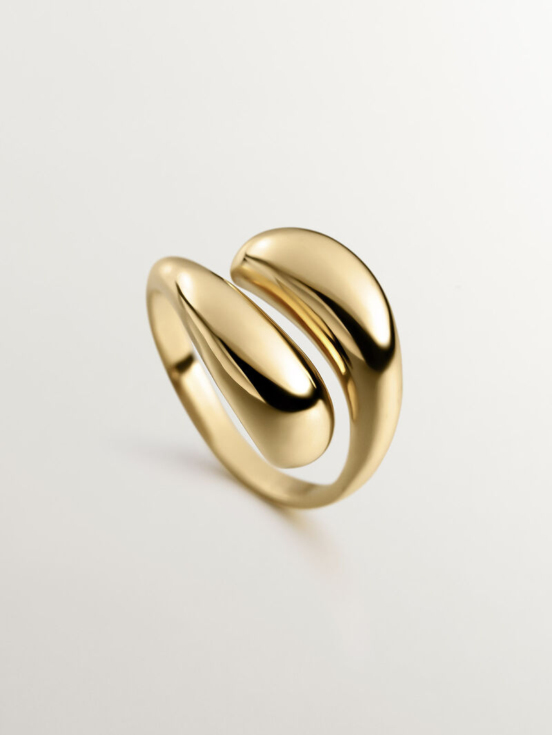 You and Me ring made of 925 silver, bathed in 18K yellow gold with a domed spiral shape. image number 4
