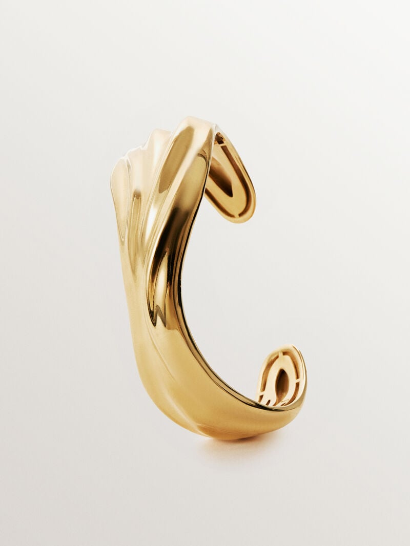 Rigid 18K yellow gold plated 925 silver bracelet with texture image number 2