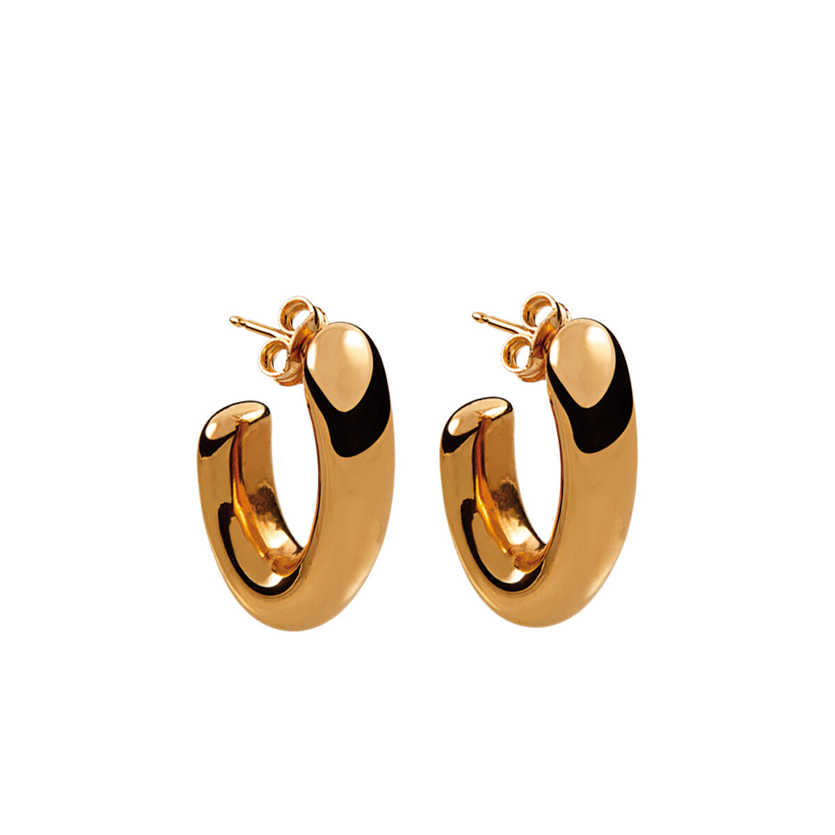 Medium rose gold plated oval thick earrings, J00799-03, hi-res