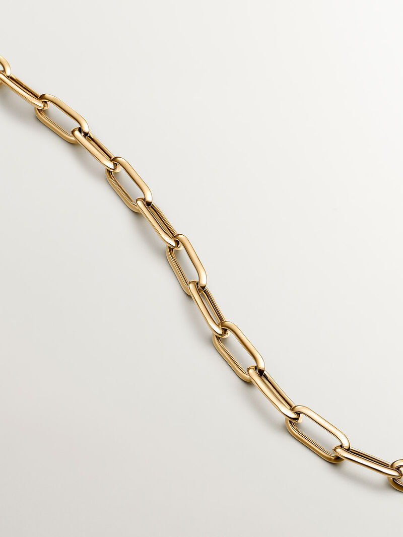 Chain of rectangular links made of 925 silver, coated in 18K yellow gold image number 3