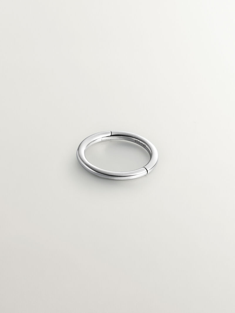9K white gold small individual hoop earring. image number 1