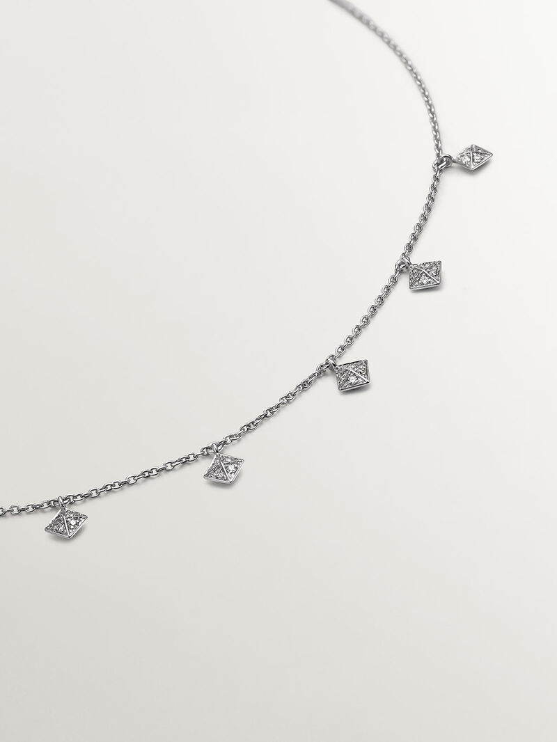 18K white gold necklace with geometric shapes and diamonds image number 2