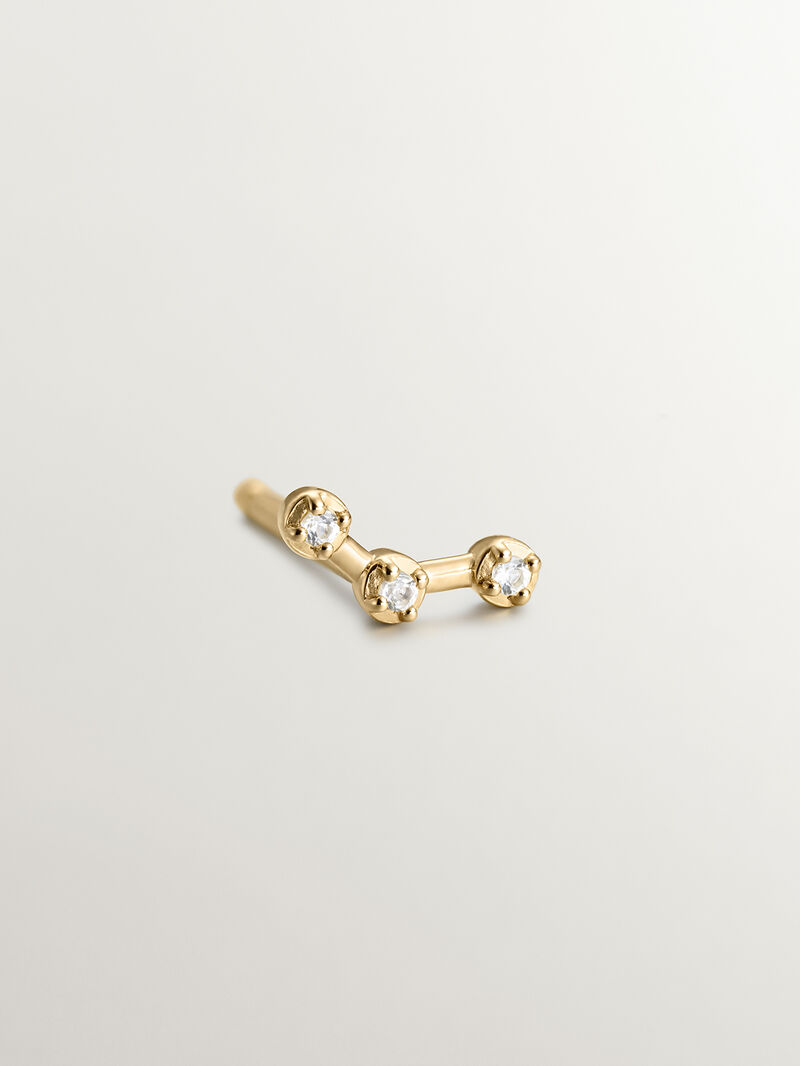 Single climbing earring made of 925 silver coated in 18K yellow gold with white topaz. image number 4