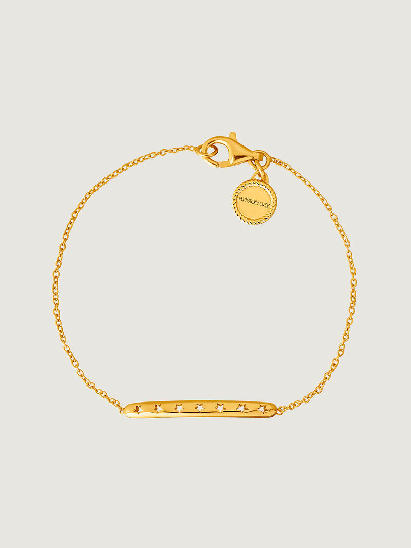 18K Yellow Gold Plated 925 Silver Slave Type Bracelet with Stars image number 0