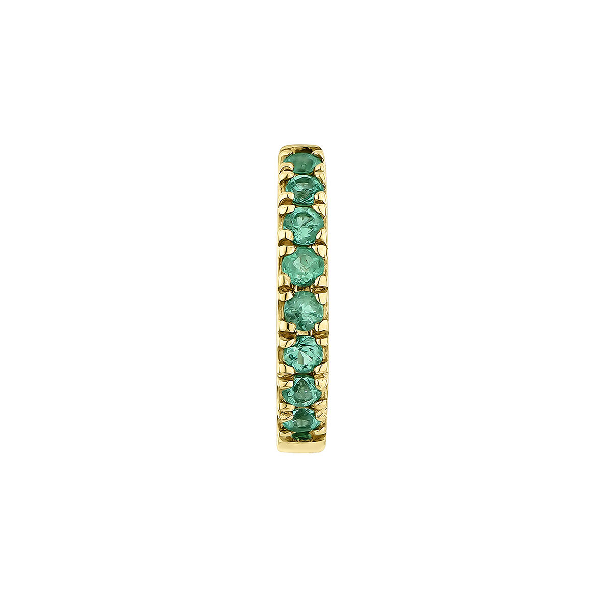 Single small hoop earring in 9k yellow gold with emeralds, J04970-02-EM-H, hi-res