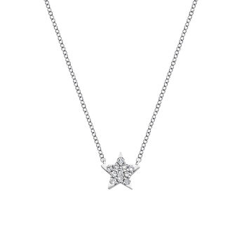Star-shaped pendant in 18k white gold with diamonds, J03024-01,hi-res