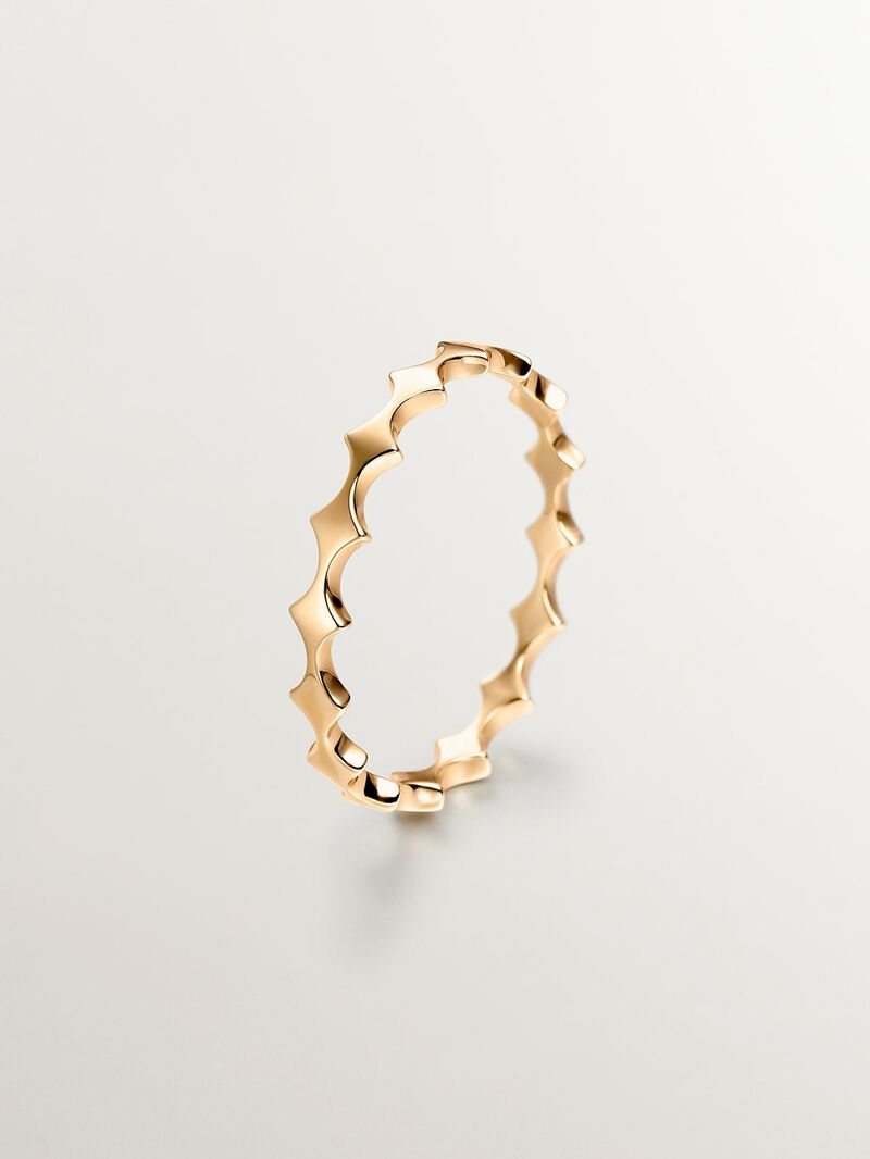 9K yellow gold ring with diamonds image number 0