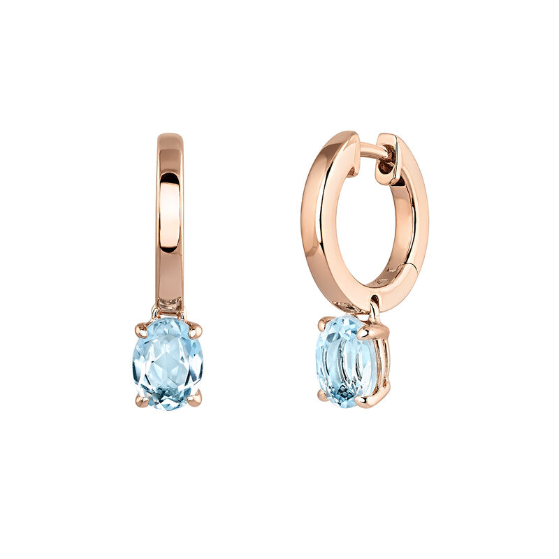 Small rose gold plated hoop earrings with topaz , J03811-03-SKY, hi-res