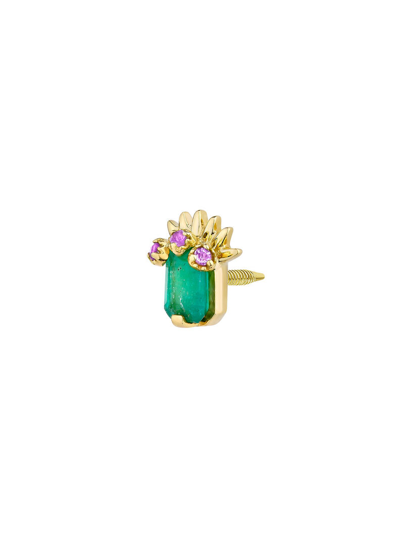 18kt gold piercing with central emerald and amethysts image number 4