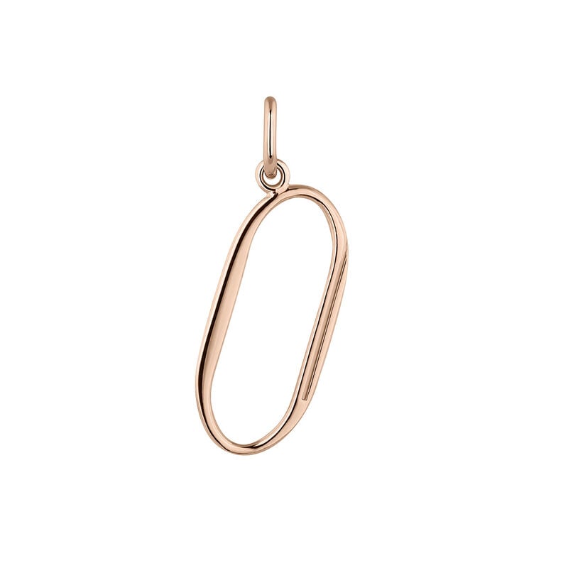 Large rose gold-plated silver O initial charm , J04642-03-O, hi-res