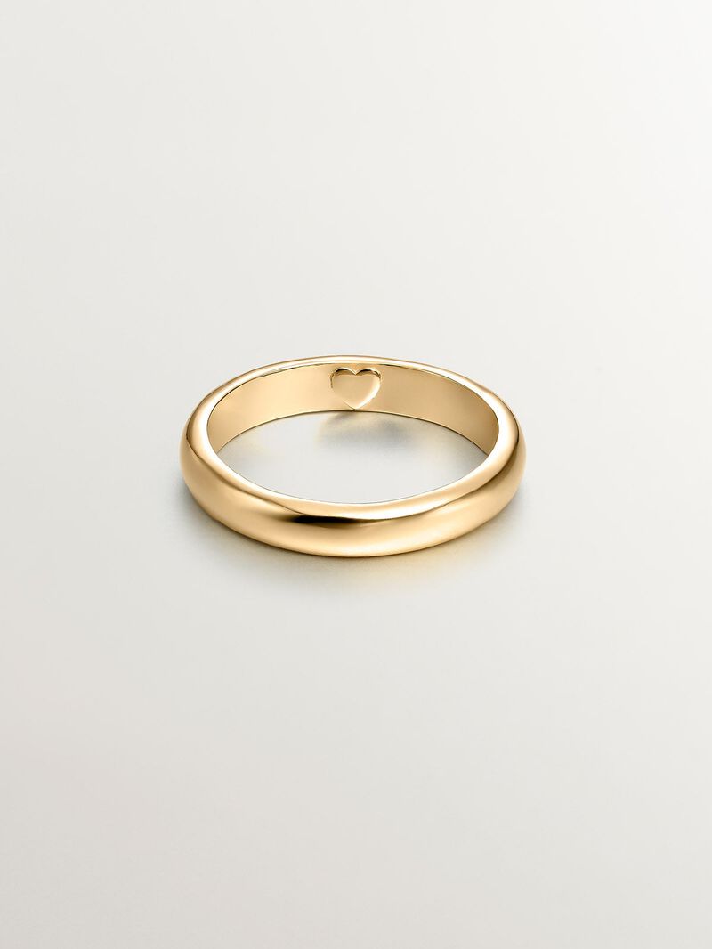 925 Silver band-style ring bathed in 18K yellow gold with an internal heart. image number 2