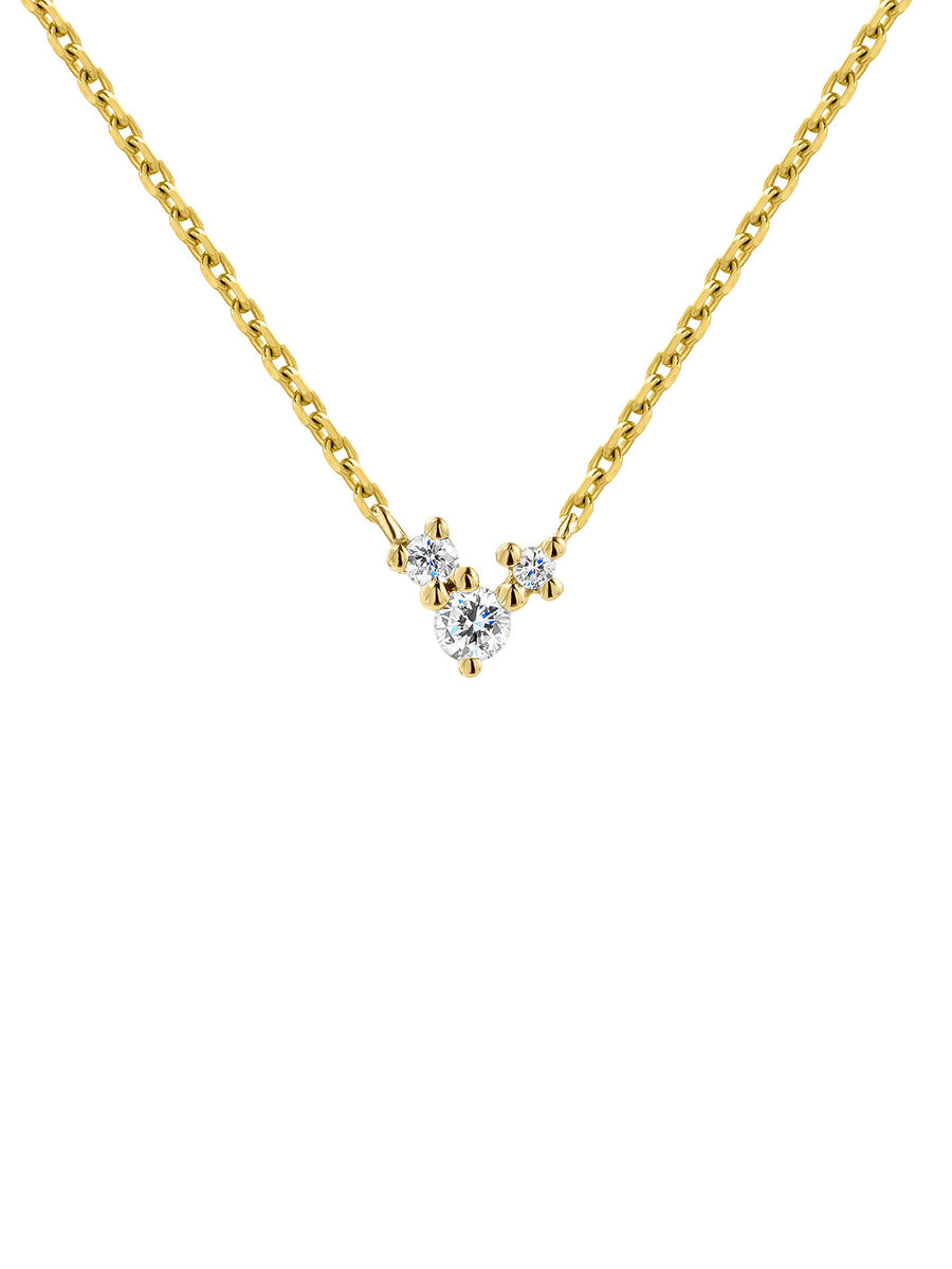 9kt gold triple diamond motif necklace, J04961-02, hi-res