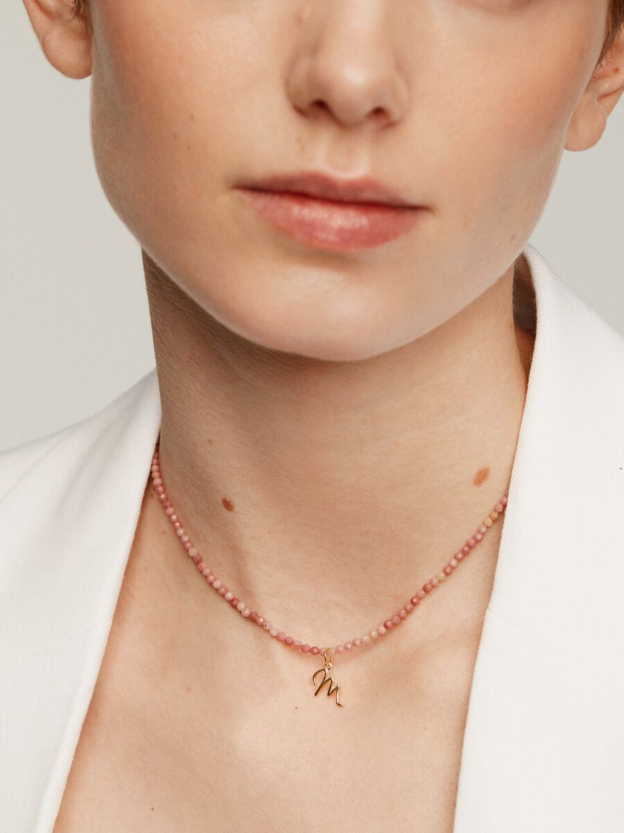 Gold-plated silver M initial charm  , J03932-02-M, hi-res