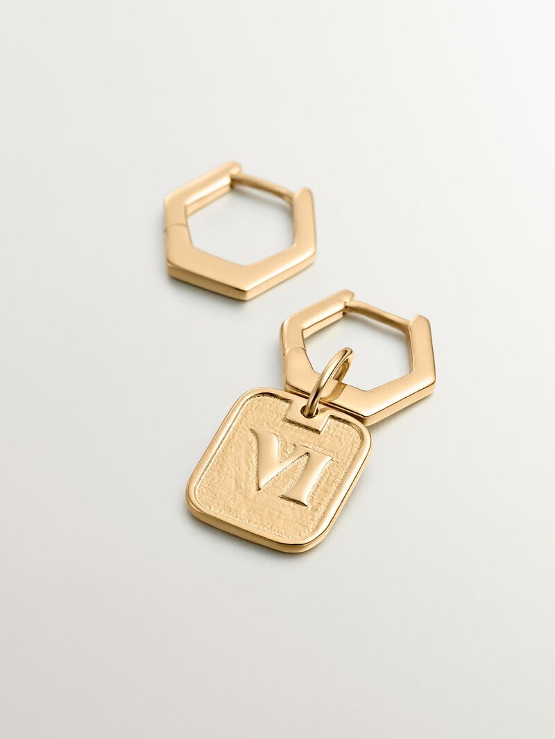925 silver charm bathed in 18k yellow gold with number 6 image number 4