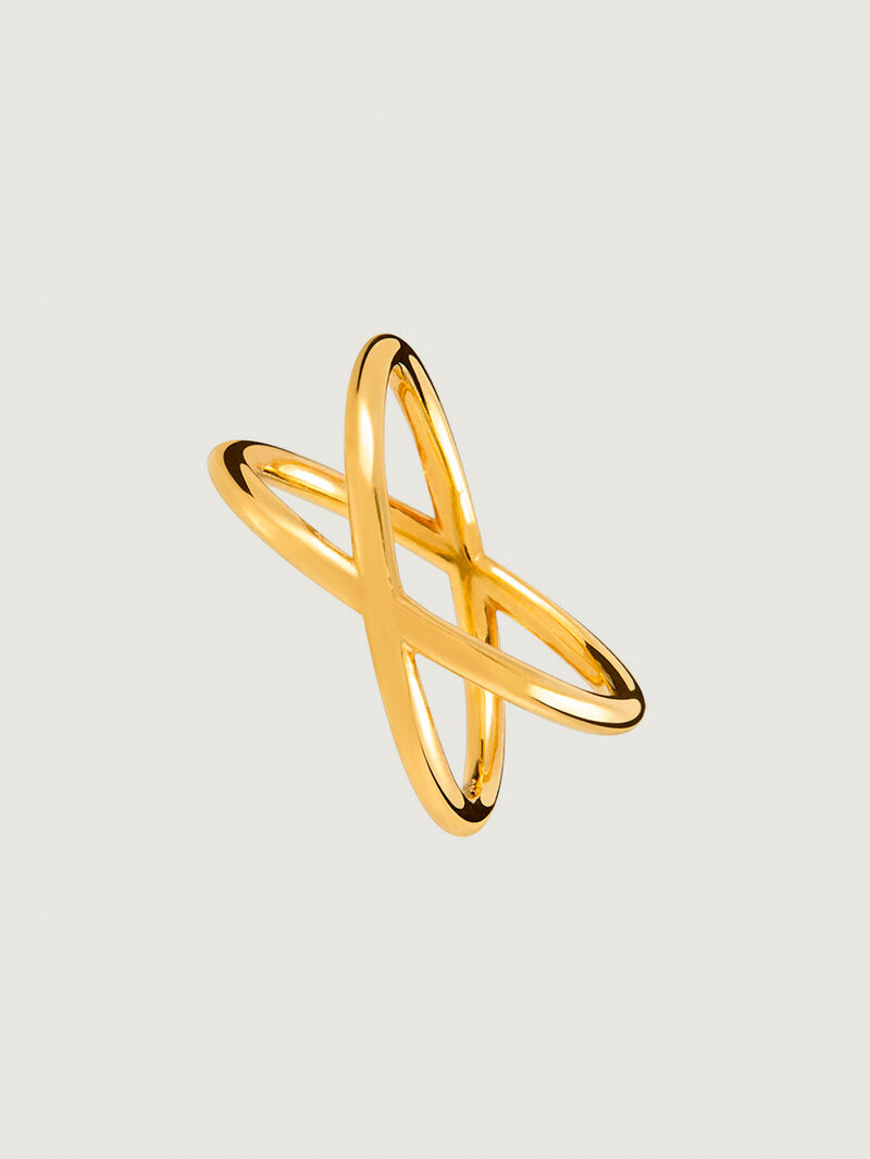 Double Crossed Ring made of 925 Silver coated in 18K Yellow Gold. image number 0