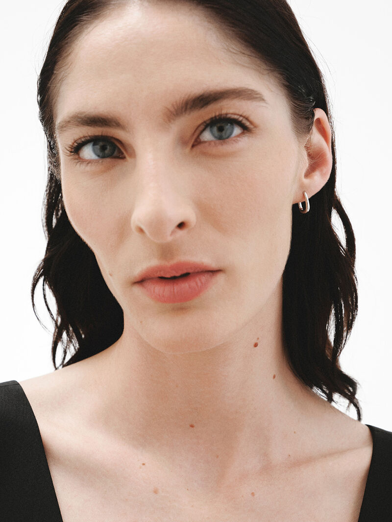 925 Silver Chunky Hoop Earrings image number 1