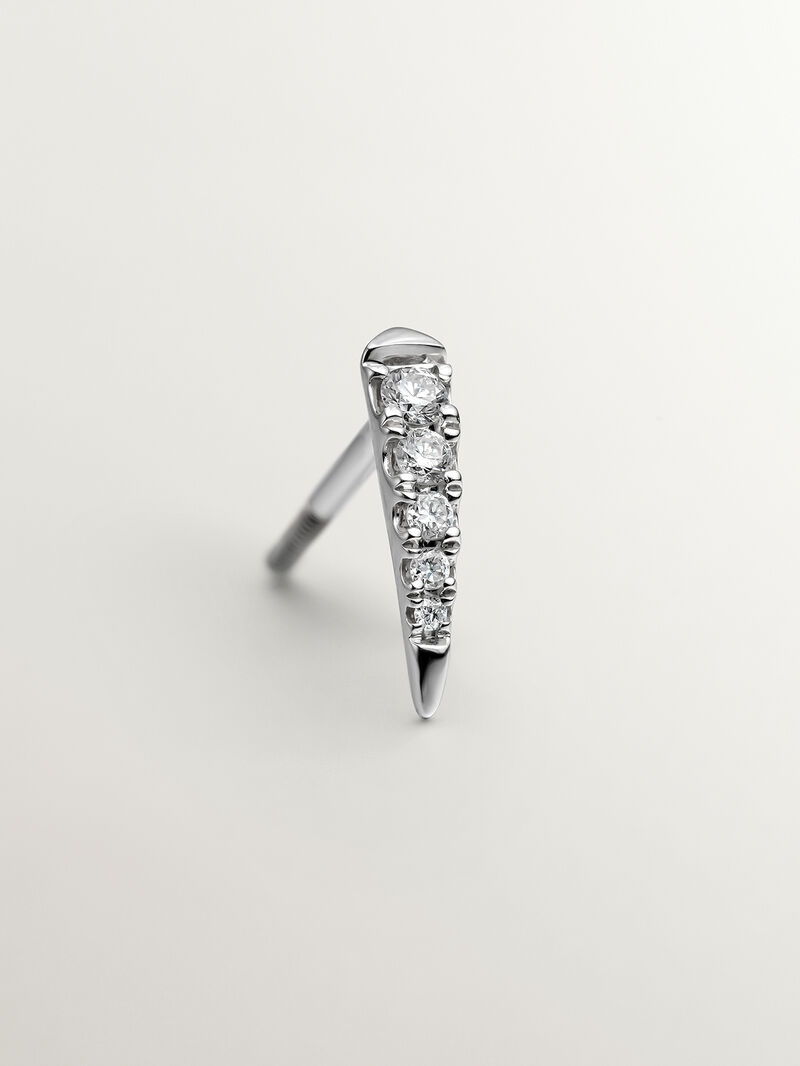 9K white gold single earring with diamonds image number 4