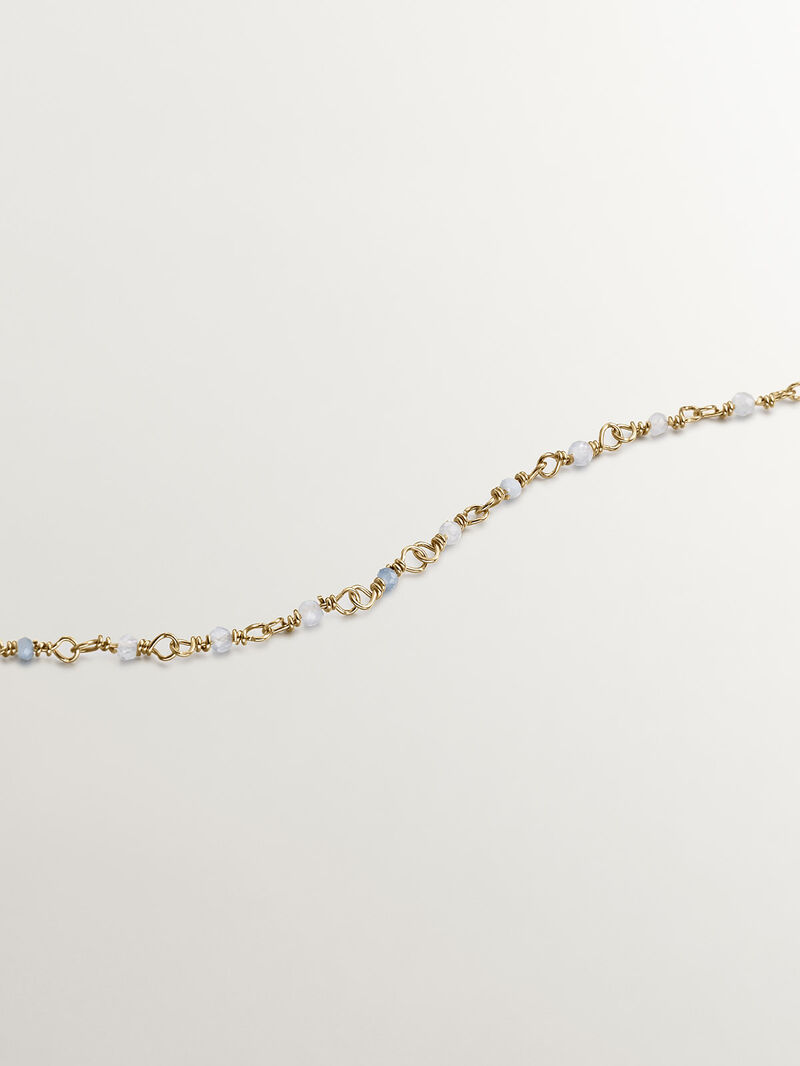925 Silver chain bathed in 18K yellow gold with aquamarine beads image number 4