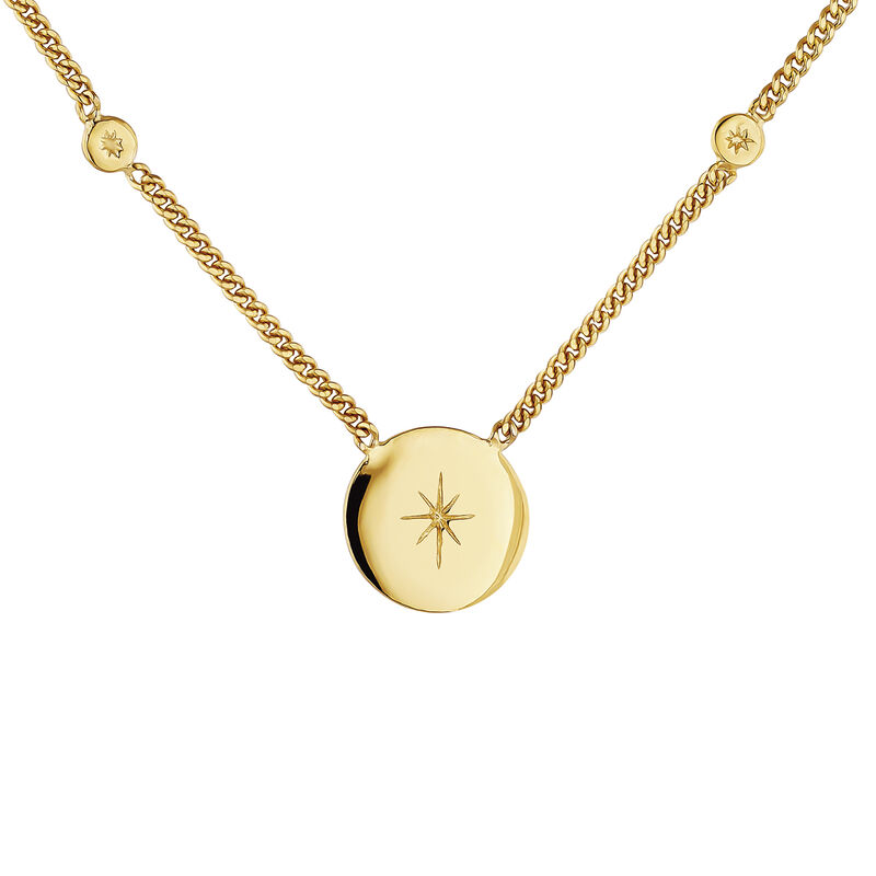 Gold plated star round motifs necklace , J04601-02, mainproduct