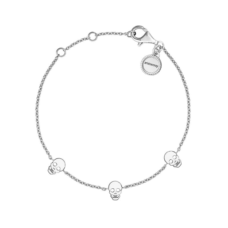 Silver bracelet with skulls , J03942-01, hi-res